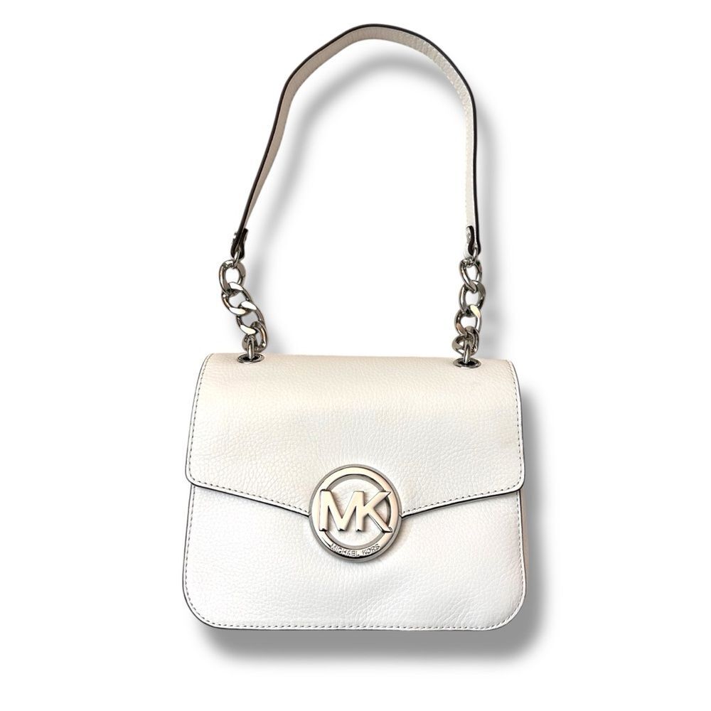 NWT Michael Kors 8x6.5 White Leather Shoulder Bag